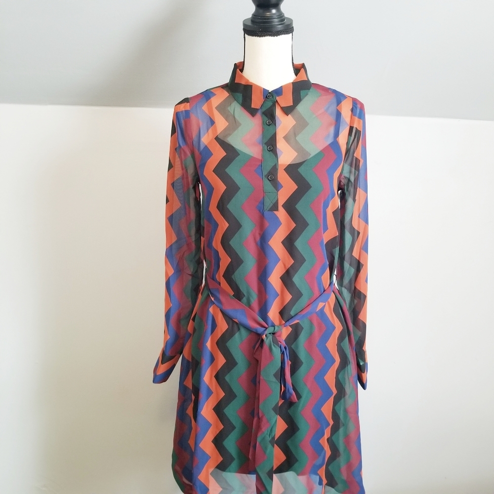 Modcloth Chevron Print A Fine Design Shirt Dress - Picture 6 of 8